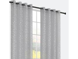  - Cortinas Dolly com Estrelas Prateadas Cinzo Escuro 140 x 260 cm - Individual