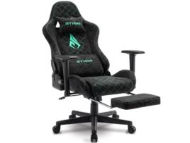 Cadeira Ergonômica para Jogos SYMINO Fg Estilo Corrida Couro Pu Estilo Retrô com Braços e Encosto Ajustáveis Preto