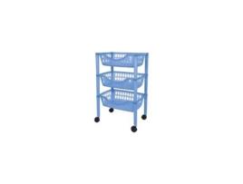 Carrinho De Legumes Multiuso 3 Andares 66,5 X 39,3 X 26,5 Cm Cor Azul - 185 JUYPAL