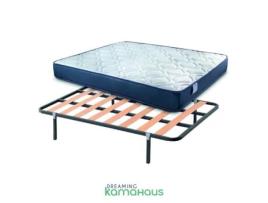 Conjunto de Colchão Viscoelástico Reversível 160 X 180 Cm + Base de Cama em Tubo de Aço 30X30 Mm com Pés em Choupo DREAMING KAMAHAUS