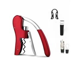 Ferramenta Abridor de Vinho-Classic Red Plugue Vácuo Livre Pourer Cortador Papel Vinho Aço Inoxidável Compacto Vertical Saca-R UISAVE