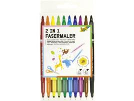 Caneta FOLIA de Fibra Dupla 2 em 1 Caixa com 10