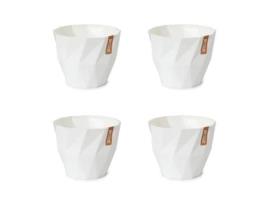 Conjunto de 4 Vasos Decorativos Redondos de 9,5 cm com Textura. Off white ARECA