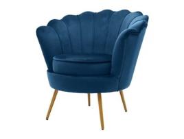 Poltrona de Veludo e Pernas de Metal Dourado com Desenho de Leque WE HOME 80X77X76cm