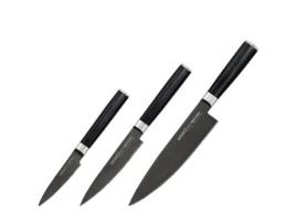 SAMURA Mo-V Stonewash Set 3X Facas Universais Chefs Univesal Paring em Aço Japonês Aus 8 59 Hrc