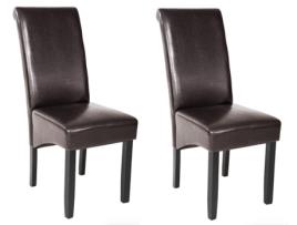 Conjunto de 2 Cadeiras de Jantar Ergonómicas Sintéticas Cor Castanho Escuro Pernas de Madeira 0800004555 MOBIKASA