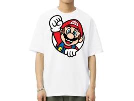 T-Shirt de Homem VREEL Super Mario Algodão Branco (L)