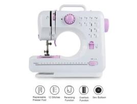 Máquina de Costura Hsturyz de 12 Pontos Ferramenta de Costura de 2 Velocidades Branco-Rosa 12 Modelos Material: Metal Plástico Abs OHMG