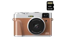 Máquinas Fotográficas Compactas TURMIN Dc202L 4K 48Mp com Foco Automático Zoom 16X 2 8 Polegadas Tela 8Gb- Marrom