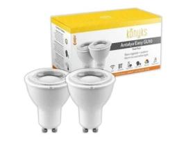 2 Lâmpadas Led KONYKS Antalya Gu10 Dual Pack Wifi Bt Gu10 350 Lumens Rgb Branco Compatível com Alexa / Google Home