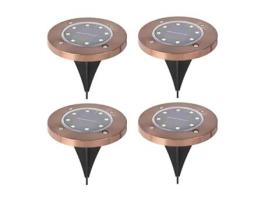 4 Pack Luzes solares exteriores do disco Iluminação impermeável da paisagem da terra compatível com a passagem do passeio do jardim
