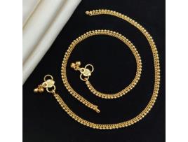 Pulseira de Tornozelo THE COLOURFUL AURA Slim Golden Brass Cuban Braided Chain Minimalist Slim Foot Payal