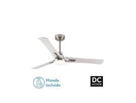 Ventilador 22W Dc Coro Níquel 3Asp Branco/Faia 6 Velocidades 3 Cores 2180Lm 132D com Controle Remoto Memória e Temporizador FABRILAMP