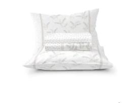 Conjunto Lençóis Algodão 240X280Cm Branco E Rosa Larim