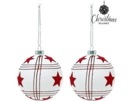 Conjunto 2 Bolas de Natal CHRISTMAS PLANET 8656 (Branco - 8cm)