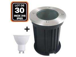 Foco Redondo Redondo para Piso 30 Lâmpada Ip65 5W Gu10 Branco Quente 3000K EUROPALAMP