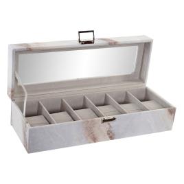 Organizador  Relógios Branco Poliuretano Cristal Madeira MDF (33 x 11 x 9 cm)