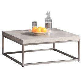 Mesa de Centro Quadrada Mesa Auxiliar Multifuncional com Estrutura de Aço Inoxidável Estilo Moderno para Sala de Estar 80x80x34