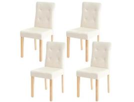 Conjunto de 4 Cadeiras de Polipele Cor Creme com Pernas de Madeira Clara Cds04543 MOBIKASA