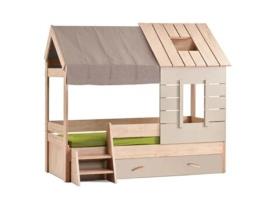 Cama de Criança Casinha Gaveta em Aglomerado Cinzento 90X200Cm MUEMUE
