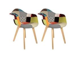 Conjunto de 2 Poltronas Patchwork 85Cm Multicoloridas Preço Paris PARIS PRIX