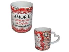 Caneca com Alça Coração Love É... Cerâmica DUPLA
