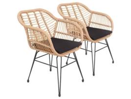 Conjunto de 2 Poltronas de Rattan Sintético com Almofadas Cinta HAPPY GARDEN