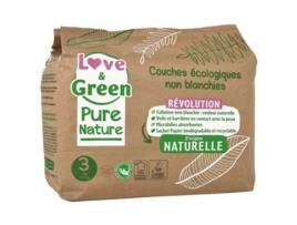 Fralda Ecológica Pure Nature 42 Tamanho 3 Midi 4 a 9 kg LOVE & GREEN