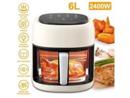 Fritadeira Sem Óleo de 6 L Fritadeira de Ar com 10 Programas Visível Temperatura Ajustável Cesta Antiaderente Sem Bpa 2.400 W SDLOGAL