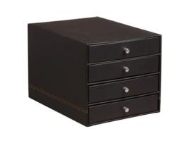 Caixa de Arrumação com 4 Gavetas em Pele Sintética Italiana RHODIA RHODIA