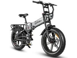 Bicicleta Elétrica SAMEBIKE Rs-A02 Dobrável Off Road E-Bike 48V 17Ah Bateria 1200W Motor Cinza