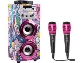 Trendix Karaoke Infantil Rosa Karaoke 2 Microfones Rádio Fm Usb Bluetooth e Sd Karaoke Portátil Infantil WORLD BRANDS