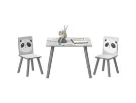 Mesa e Cadeiras Crianças MDF e Madeira de Pinho cor Bicolor 60x60x44 cm ZONEKIZ