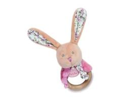 Chocalho BABYNAT Poupi Rabbit Madeira 12 Cm Rosa