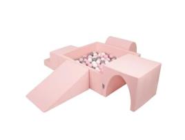 KIDDYMOON Cercadinho de Espuma com Bola Quadrada Banheira 200 Bolas Fosso de Bolas para Bebês Rosa: Branco/Cinzento/Rosa KIDDYMOON