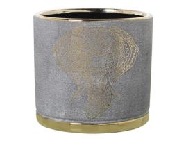 Plantador ALEXANDRA HOUSE LIVING Cinzento Dourado Cerâmica Elefante 18 x 18 x 15 cm
