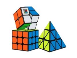 Conjunto de Cubos Velocidade 3 Unidades Todos Os Quebra-Cabeças Base Preta Cubo Mágico 2X2X2 3X3X3 Pirâmide Smooth Puzzle Cub UISAVE