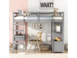 Estrado Prateleiras Fundo Ripas UYTIE HOME Cinzento (169x140X200CM)