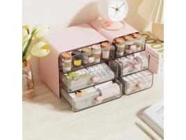 HURRISE Organizador de Mesa com 3 Gavetas Caixa de Armazenamento de Cosméticos Tipo Gaveta Caixa de Móveis Little Pink Pig