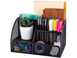 Organizador de secretária - 6 compartimentos - preto ISO TRADE