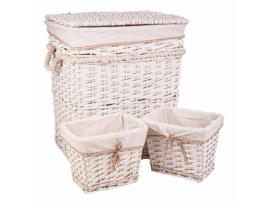 Conjunto de Cestos ALEXANDRA HOUSE LIVING Branco vime Madeira de salgueiro 41 x 63 x 55 cm 30 x 22 x 24 cm 3 Peças