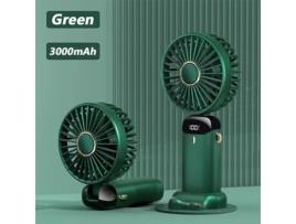 Ventilador Portátil com Ecrã Digital Multifuncional com Cabeça Dobrável 3000Mah BDL23 Verde