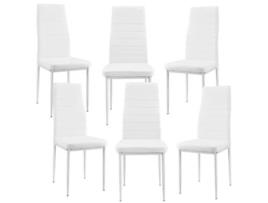 Conjunto de 6 Cadeiras de Jantar em Polipele Design Simples e Moderno 96X43X52 Cm Branco 030000285 MOBIKASA