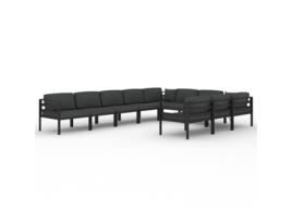 10 Peças Conjunto Lounge Jardim com Almofadões Alumínio Antracite CLICNBUY