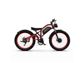 Bicicleta Elétrica DUOTTS N26 Motor 750W*2 Bateria 48V20Ah Autonomia 60Km Freios a Disco Preto Vermelho