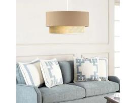 Candeeiro de Teto LUX.PRO Loughborough (70 x Ø 30 cm - Tecido / Plástico - Bege / Amarelo / Branco)