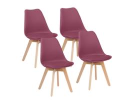 WEHOME Conjunto de 4 Cadeiras Interiores Candice Design Moderno Bordô