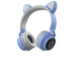 2024 Novos Fones de Ouvido de Gato Bt028C Sem Fio Montados na Cabeça dos Desenhos Animados Bluetooth Gaming Headset Azul ZXWJ .