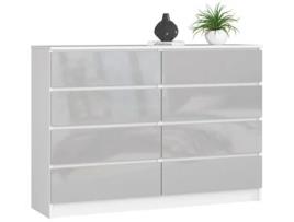 Cómoda Oito Brilho Metálico 3XE LIVING Painel de partículas Branco (99x138x40)