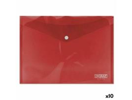 Portadocumentos INGRAF Plástico Vermelho Fecho A4 (10 Unidades)